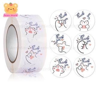 10 Tem Nhãn Dán Sticker Cám Ơn, Miếng Dán Decal Hình Tròn 2.5cm/1 Inch Thank You Tay Mèo Dễ Thương Azzin Store ND053