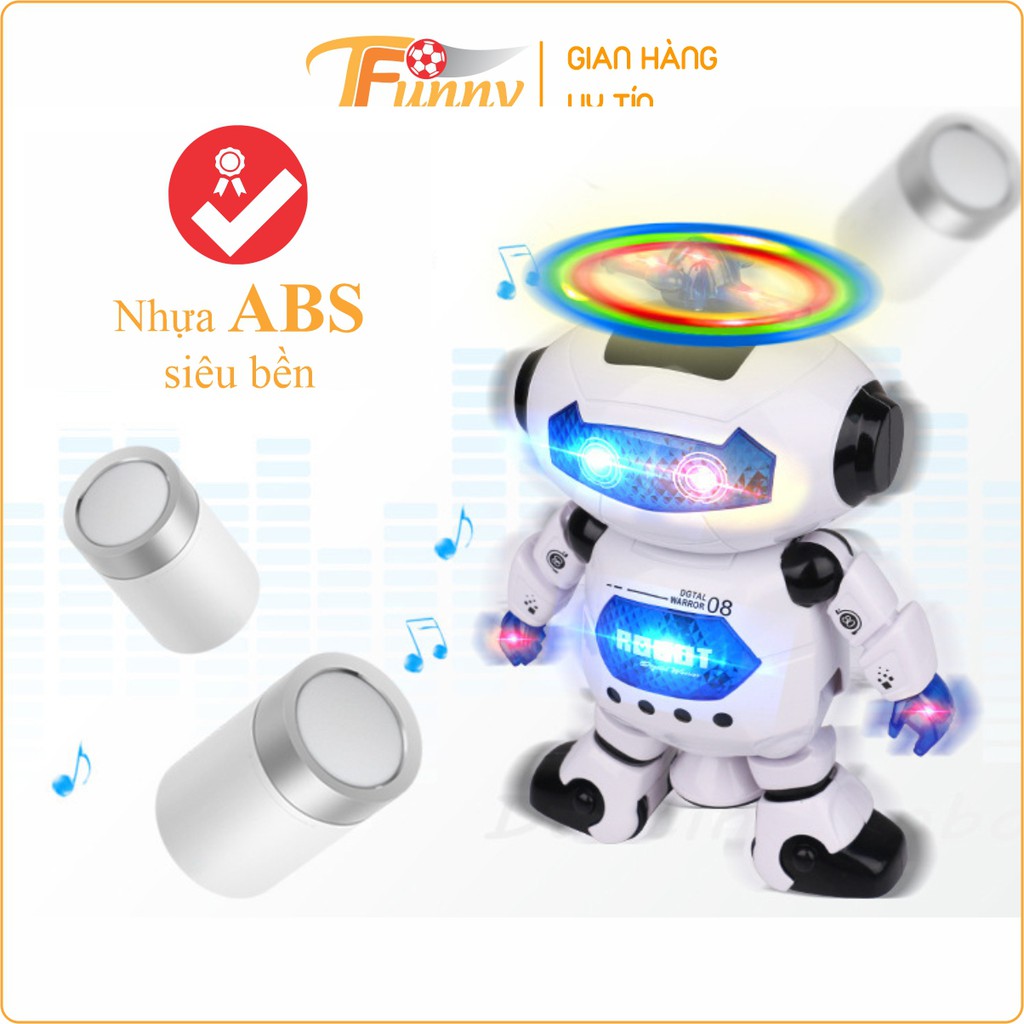 Robot Nhảy Múa Cao Cấp, Robot Xoay 360 Độ Cho Bé, T Funny, Nhựa ABS Bền Bỉ, An Toàn, Phát Nhạc, Có Đèn, Pin AAA