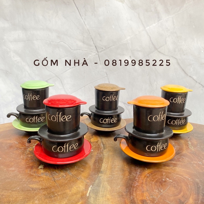 Bộ Phin Pha Cafe/ Cà phê/ Coffee Tách Uống Cafe Nhiều Màu Gốm Bát Tràng