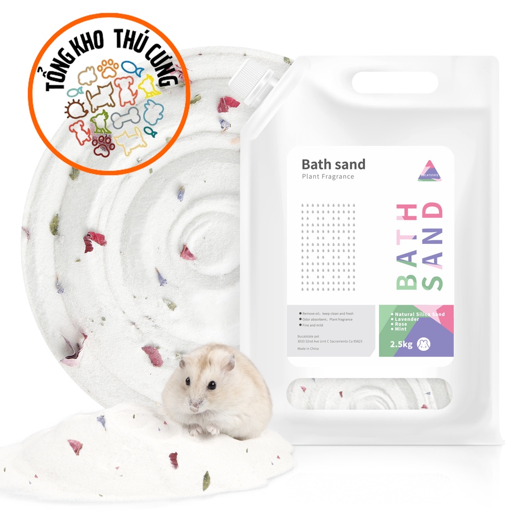 Cát tắm hãng Bucatstate cho chuột Hamster, cát lót chuồng thú cưng nhỏ mùi hương tự nhiên, làm sạch an toàn, mượt lông.