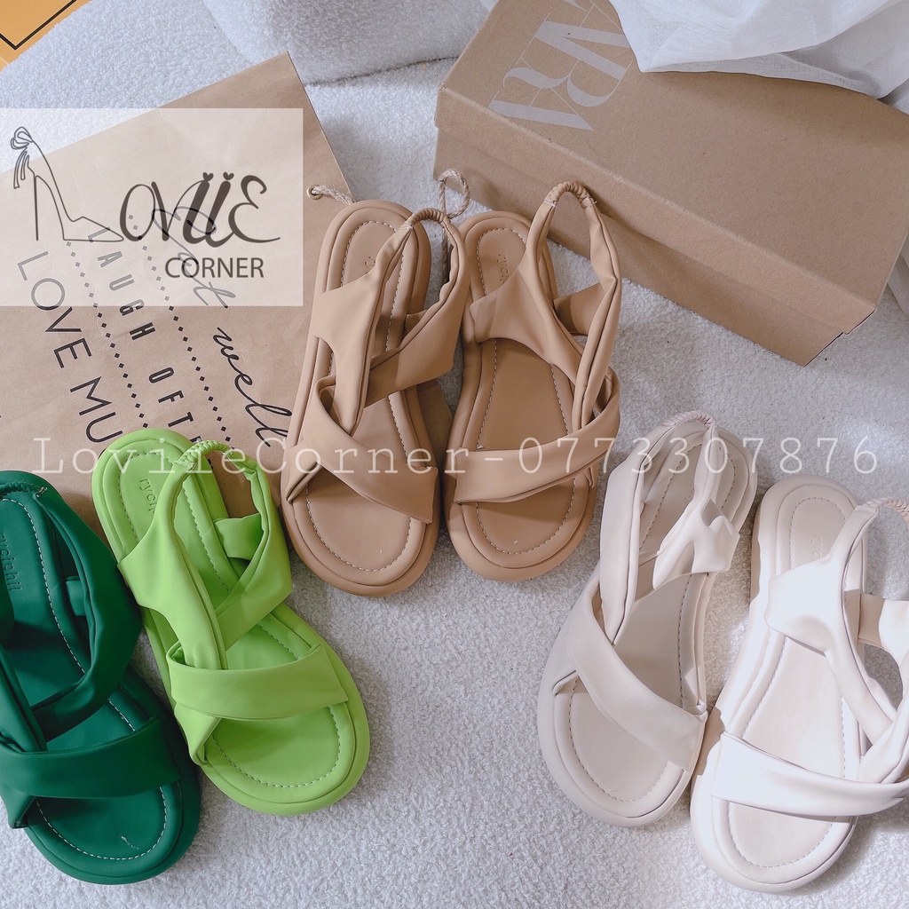 SANDAL XUỒNG LOVIIECORNER - GIÀY THỜI TRANG NỮ PHONG CÁCH NỮ TÍNH QUAI XOẮN BÊN ĐẾ BẰNG S220838