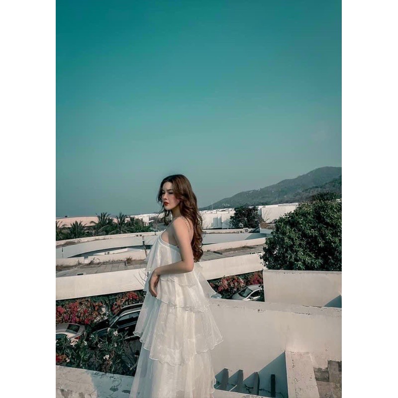 Đầm maxi 5 tầng nhiều màu đi biển chụp hình đi tiệc siêu hot | BigBuy360 - bigbuy360.vn