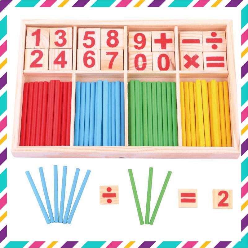 Đồ chơi bộ que tính cho bé, đồ chơi gỗ phát triển trí tuệ.