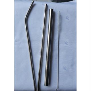 Bộ 3 Ống Hút Inox Thẳng Cong Trà Sữa