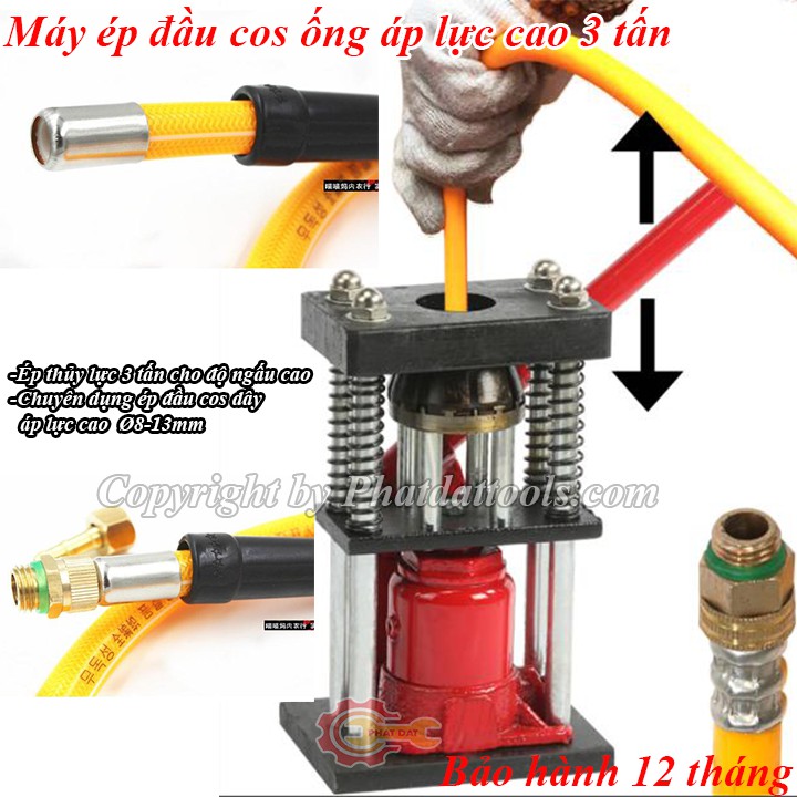 Máy ép đầu cos thủy lực ống dây cao áp 3 tấn-Ép dây rửa xe đầu rời,dây hơi,dây thủy lực