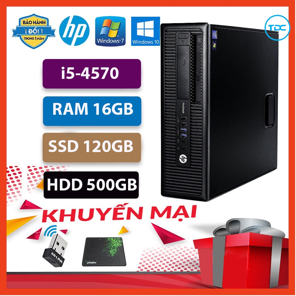 Case máy tính để bàn HP 600G1 CPU core  i5-4570  Ram 16GB SSD 120GB+ HDD 500GB Tặng USB thu Wifi+Bàn di chuột