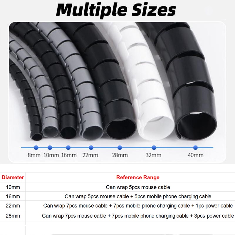 Kẹp ống HDOORLINK bảo vệ dây cáp xoắn ốc linh hoạt gọn gàng cao cấp tiện dụng