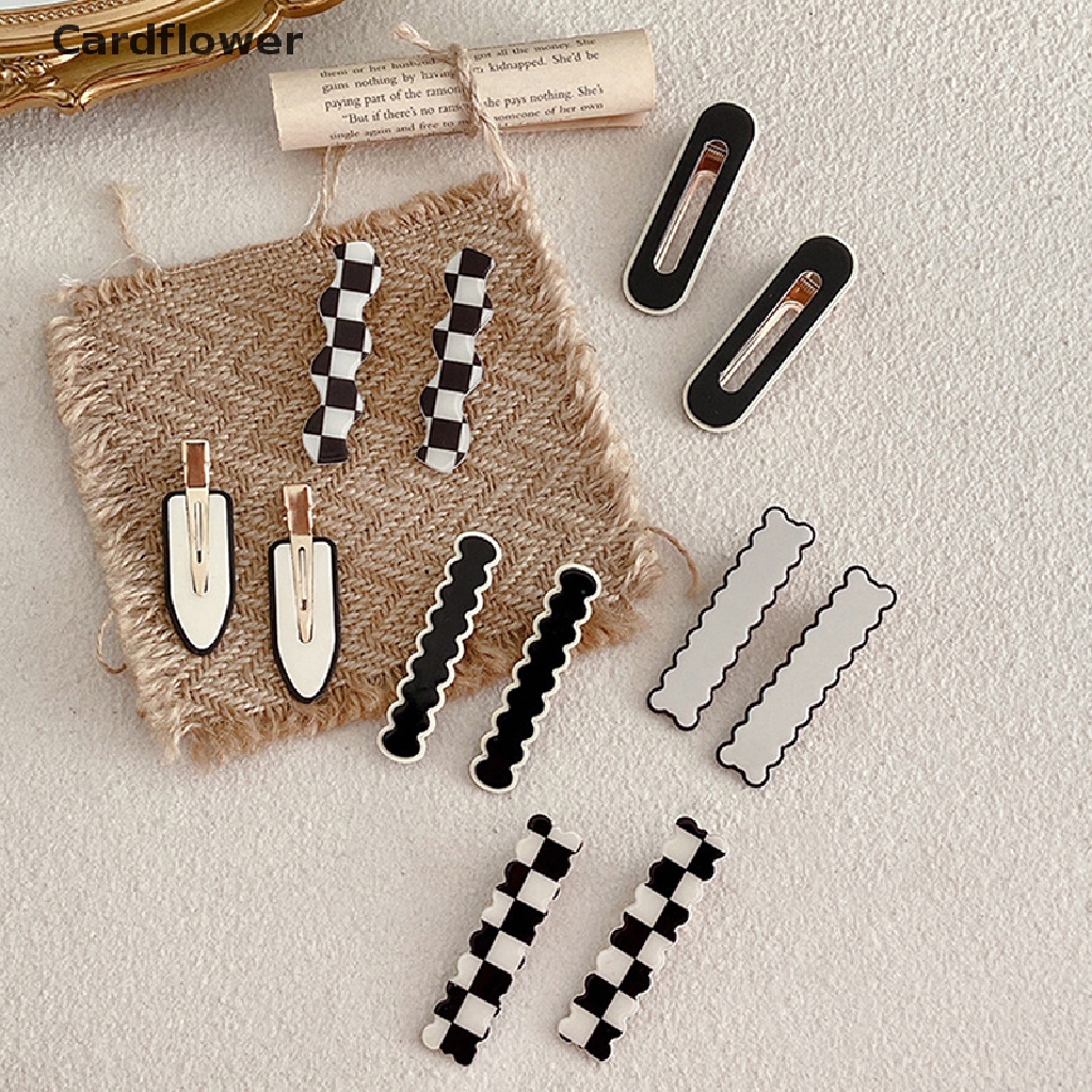 Bộ 2 / 4 Kẹp Tóc Kim Loại Màu Trắng Đen Thanh Lịch Cho Nữ