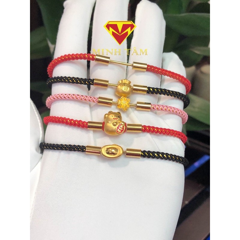 Vòng tay dây dù đeo charm,Vòng đeo charm chất liệu dây dù khoá mạ vàng-Minh Tâm Jewelry