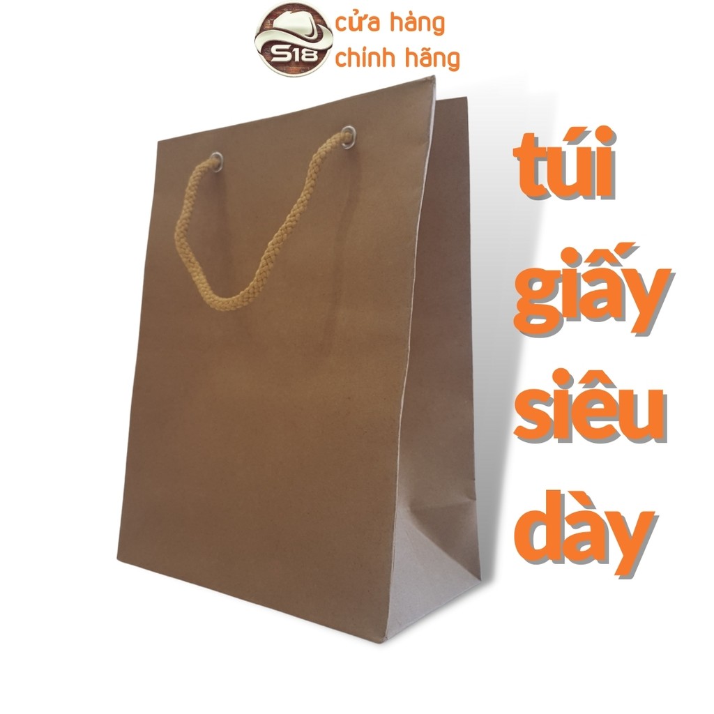 túi giấy đựng quà-kraft có quai-túi giấy xi măng gói quà tặng- siêu dày-màu nâu size chuẩn S18