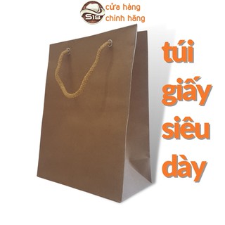 túi giấy đựng quà-kraft có quai-túi giấy xi măng gói quà tặng- siêu dày-màu nâu size chuẩn S18