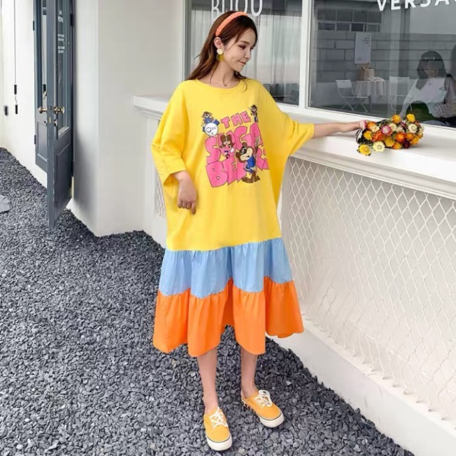 (Order 5-10days) Đầm oversize phối màu siêu đáng yêu