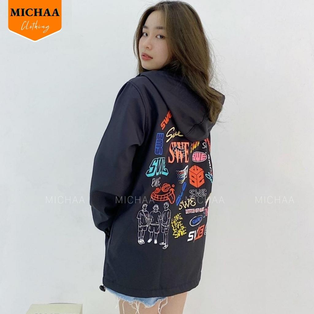 Áo Khoác Dù SWE LOGO Nam Nữ Ulzzang Unisex Kiểu Form Rộng 2 Lớp Jacket - MICHAA