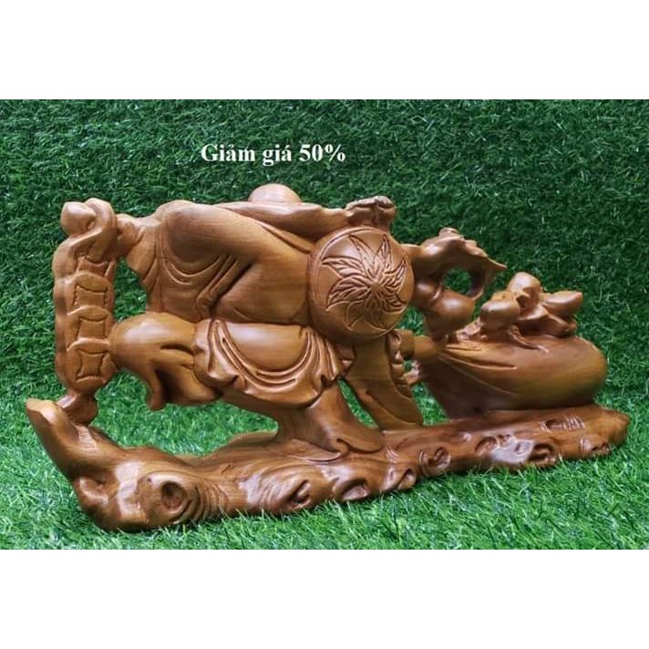 Di lặc kéo bao tiền để ô tô gỗ Bách Xanh, phát tài phát lộc, may mắn bình an kt20