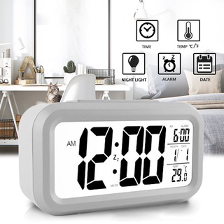 [Kitch]Table Alarm Clock Digital Display Bedroom Temperature Sensor Thermometer Backlight Calendar Portable Snooze