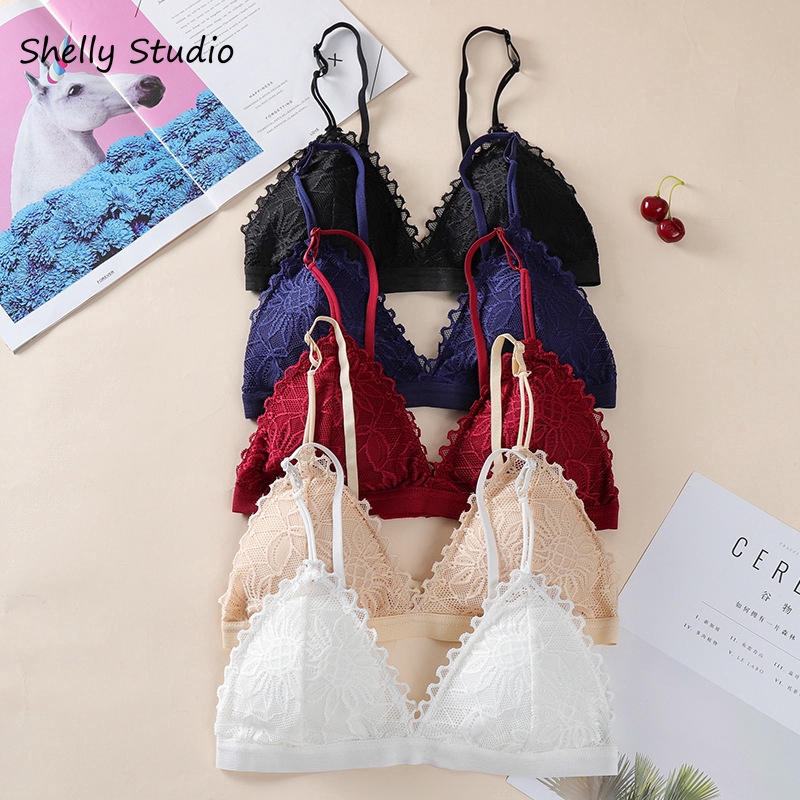 Sexy Woman Bra Floral Lace Bra Wire Free Bralette Lingerie Female Seamless Unpaded Transparent Brassiere Intimates | BigBuy360 - bigbuy360.vn