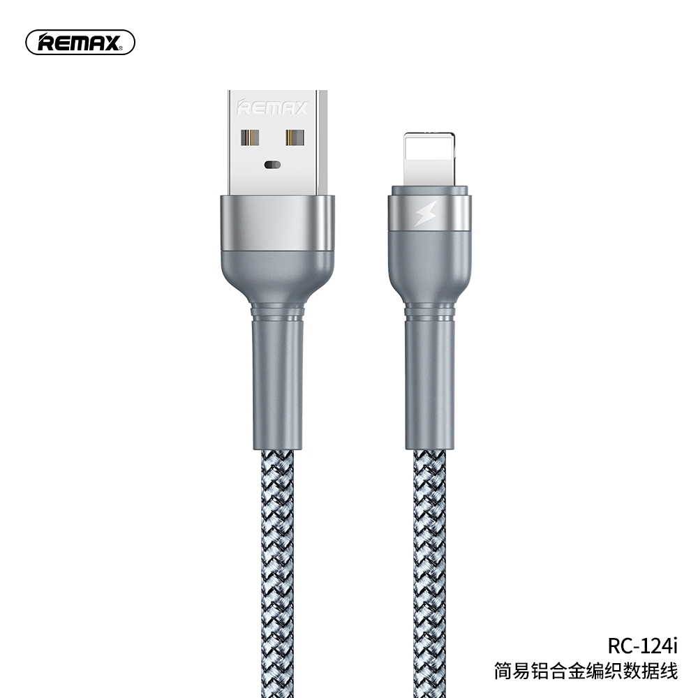 Cáp dữ liệu bện hợp kim nhôm Remax jany rc-124i / rc-124a 2.4a max