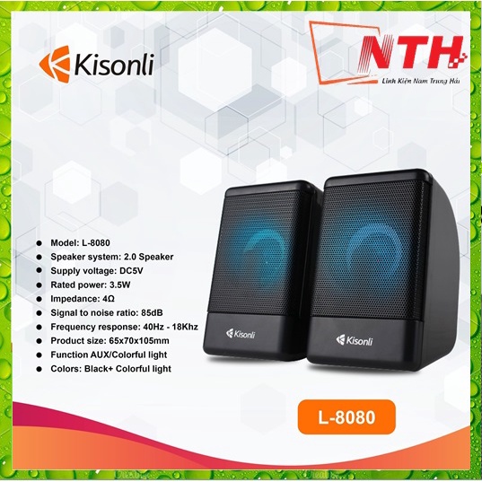 Loa 2.0 kisonli L-8080 LED - Hàng Chính Hãng