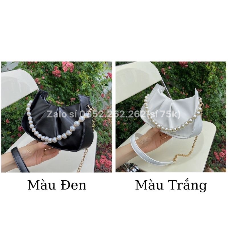 Túi Đeo Chéo Ngọc Xếp Ly Miệng Túi Xinh Xắn