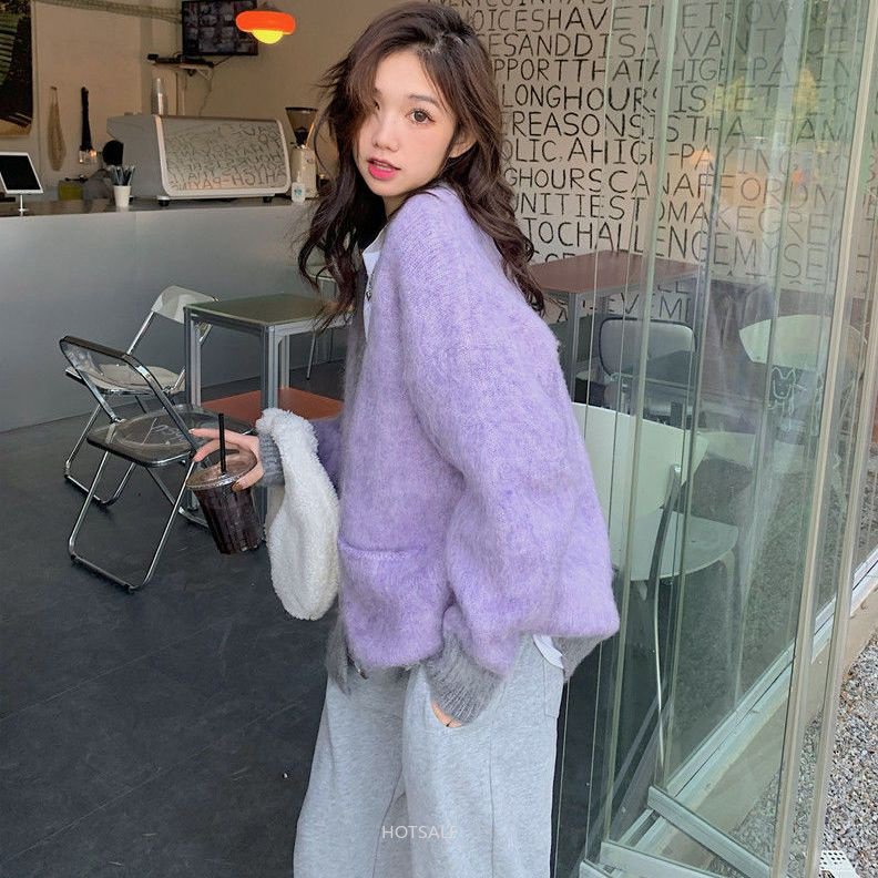 Áo Khoác Cardigan Dệt Kim Mềm Mại Tay Dài Dáng Rộng Cổ Chữ V Phong Cách Phương Tây Dành Cho Nữ