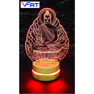 Đèn phật tổ, đèn 3d led, đổi màu, quà tặng trang trí, quà lưu niệm, mica 16 màu, VFAT Shop