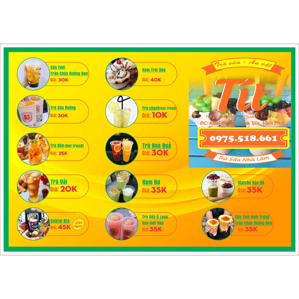 In Menu Giá Rẻ. Miễn Phí Thiết Kế