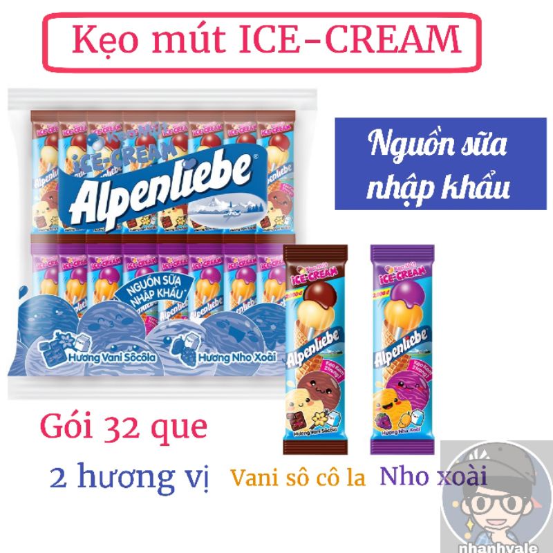 [1 gói 32 que] Kẹo mút Alpenliebe ICE CREAM vị mới