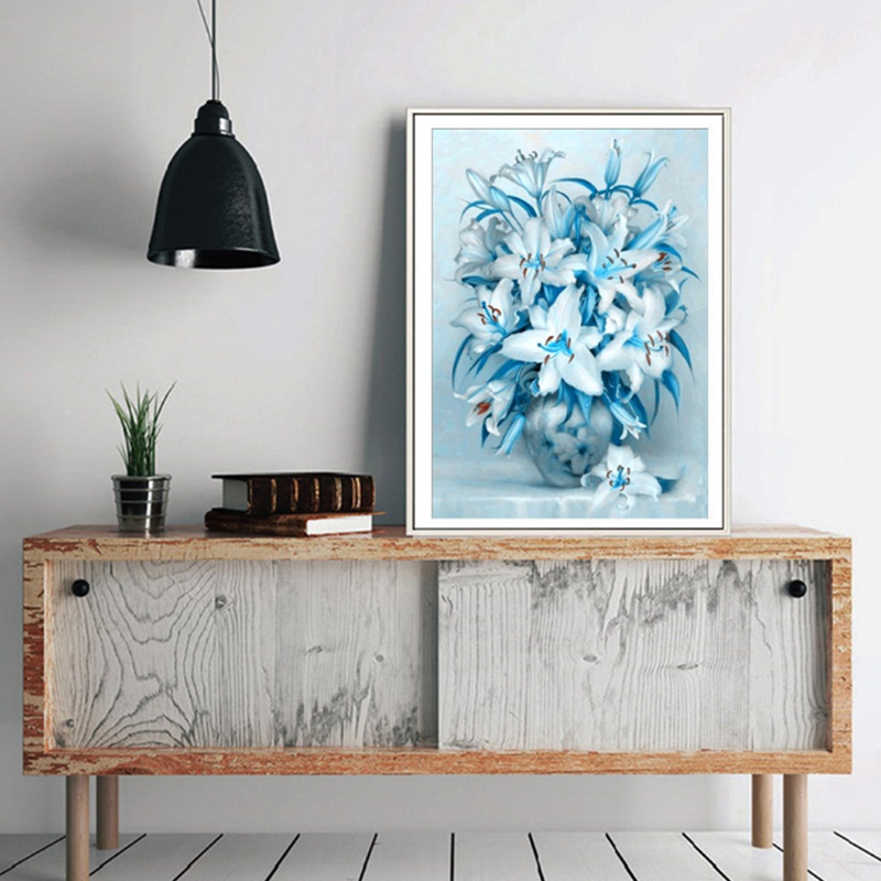 Tranh đính đá kim cương toàn bộ 5D DIY hình hoa lily