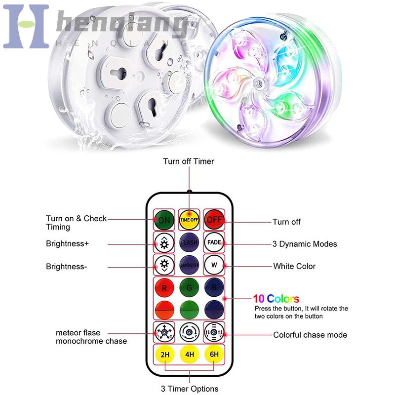 Đèn Led Thay Đổi Màu Sắc Chống Nước Rf Bền Bỉ Dễ Dàng Cài Đặt Cho Hồ Bơi