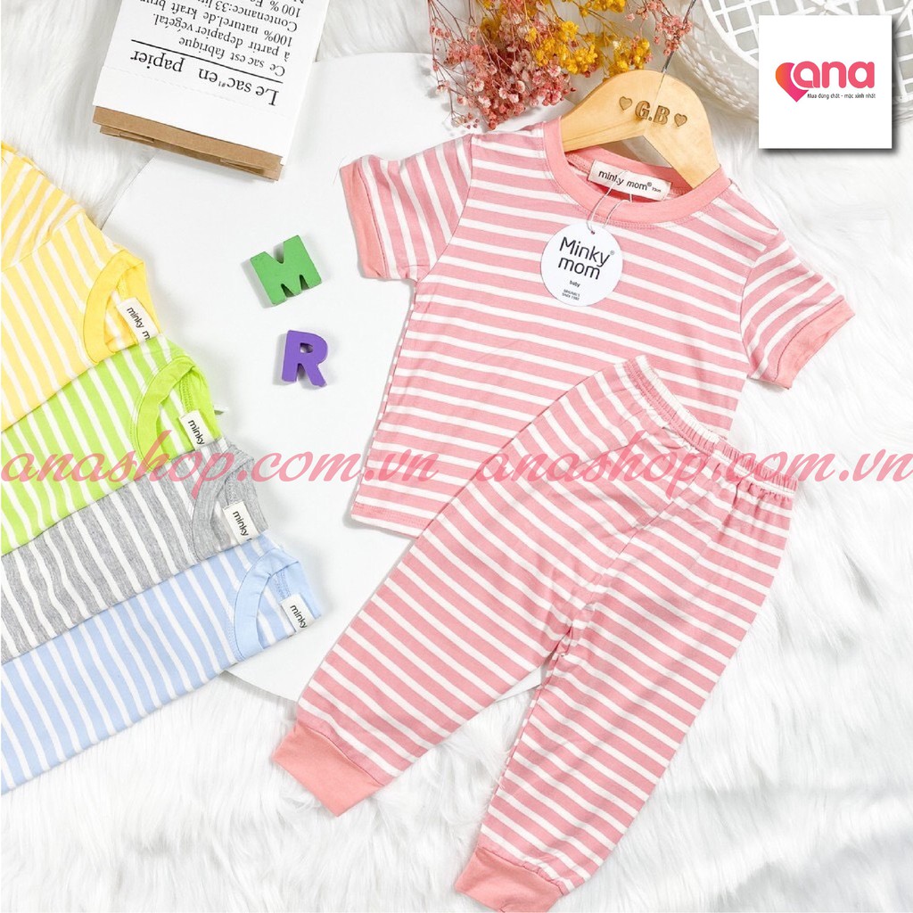 Bộ Áo Cộc Tay Ngắn Quần Dài Cho Bé [Trợ Giá] Quần Áo Cho Bé Trai gái Kiểu Dáng ALIBABA KẺ NGANG Minky Mom thun lạnh