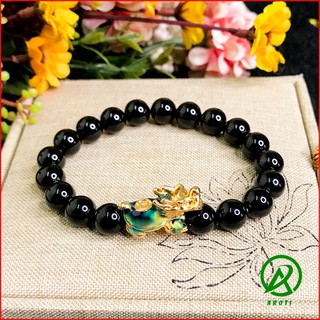 [Hình Thật] Vòng Phong Thủy Mệnh Thủy_ Mộc - Vòng Tay Nam Nữ Mã Não Đen Mix Long Quy Vàng Đổi Màu Độc Lạ 8mm V374-8