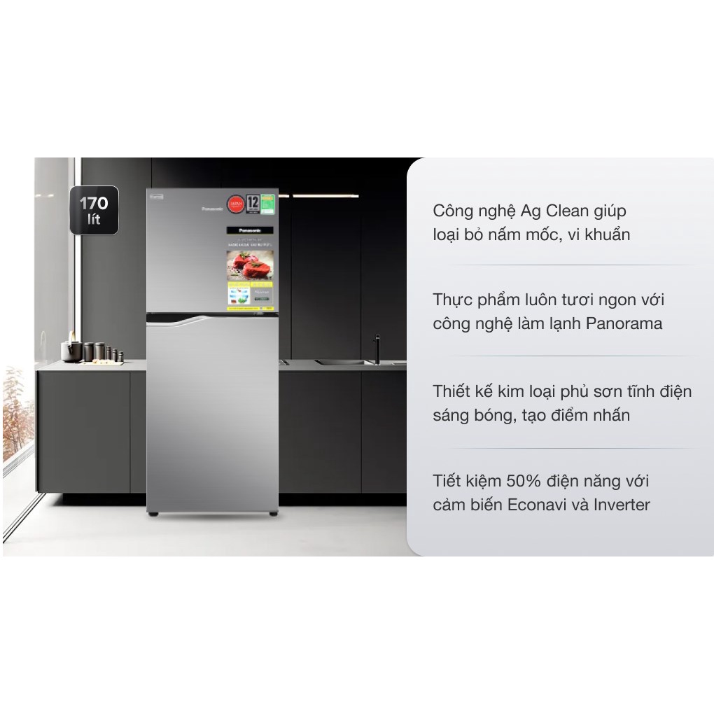 Tủ lạnh Panasonic Inverter 170 lít NR-BA190PPVN - Hàng chính hãng