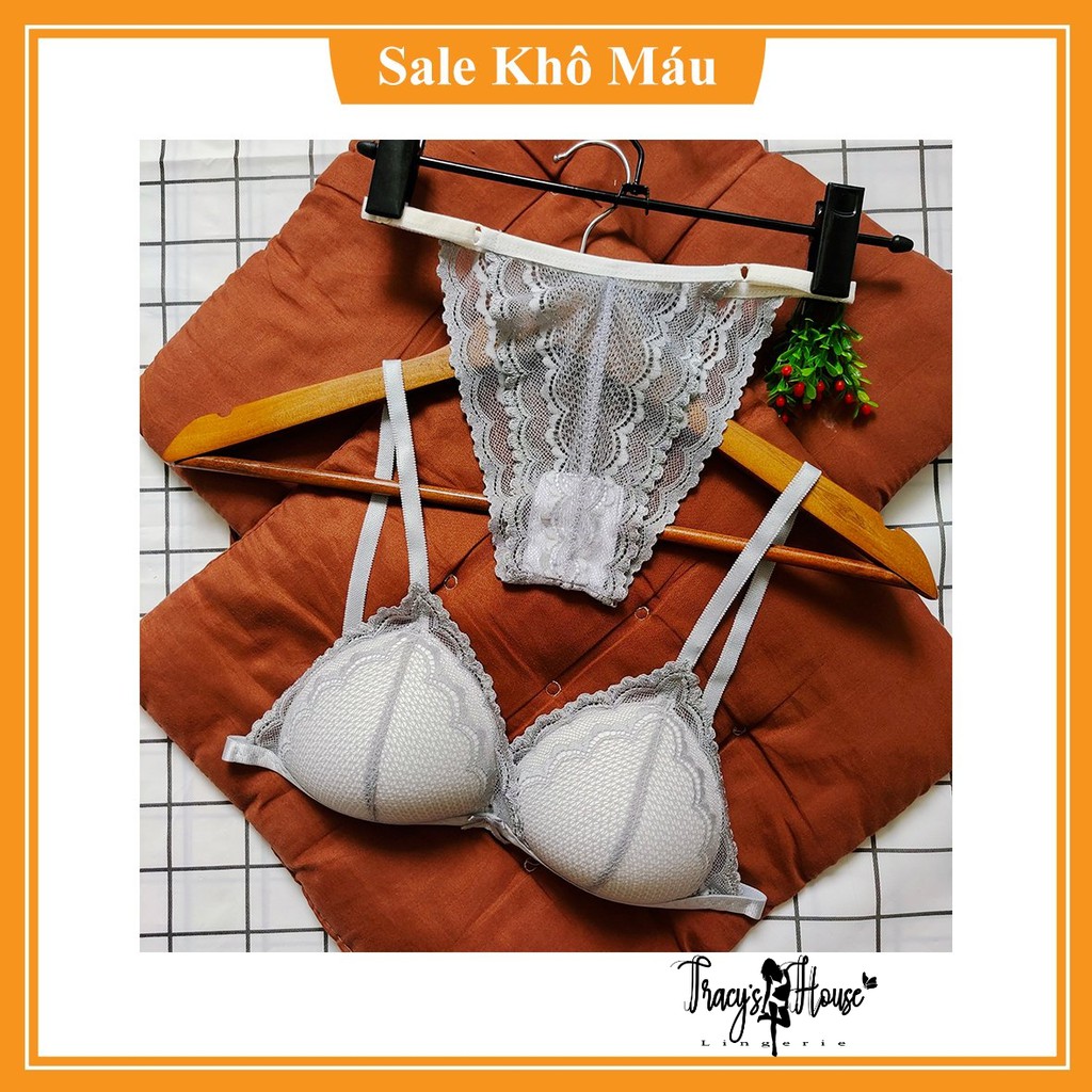 Set Bra - Bralette ren sexy không gọng, mút mỏng - Màu xám - NY05