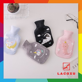 Túi Sưởi Túi Chườm Nóng Lạnh Giữ Nhiệt Vỏ Nhung Dày Dặn Chữ Hàn Quốc Dễ Thương Cá Tính