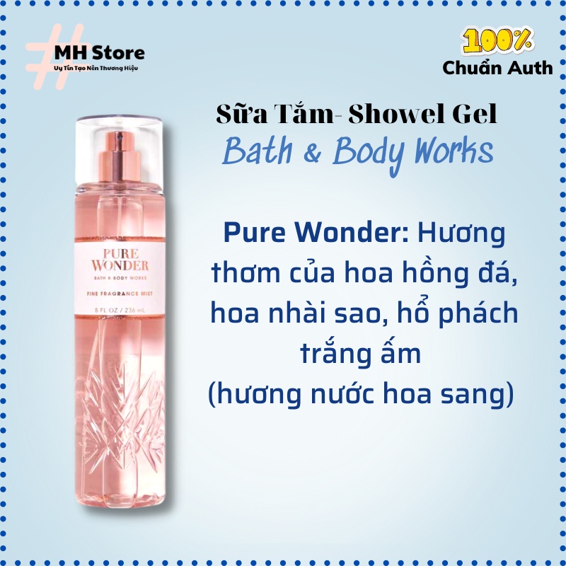 Bộ Sản Phẩm PURE WONDER Xịt Thơm Lotion, Sữa Tắm, Nước Rửa Tay, Nến Bath and Body Works