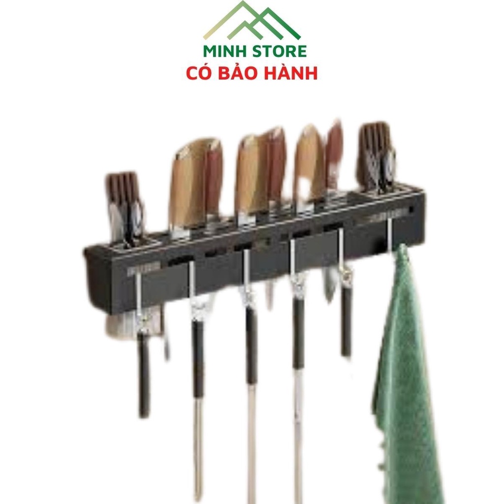 Giá treo dao kéo INOX Để Đồ Nhà Bếp Đa Năng Có ống Đựng Đũa và móc treo Muôi Thìa Bằng Thép Không Rỉ.