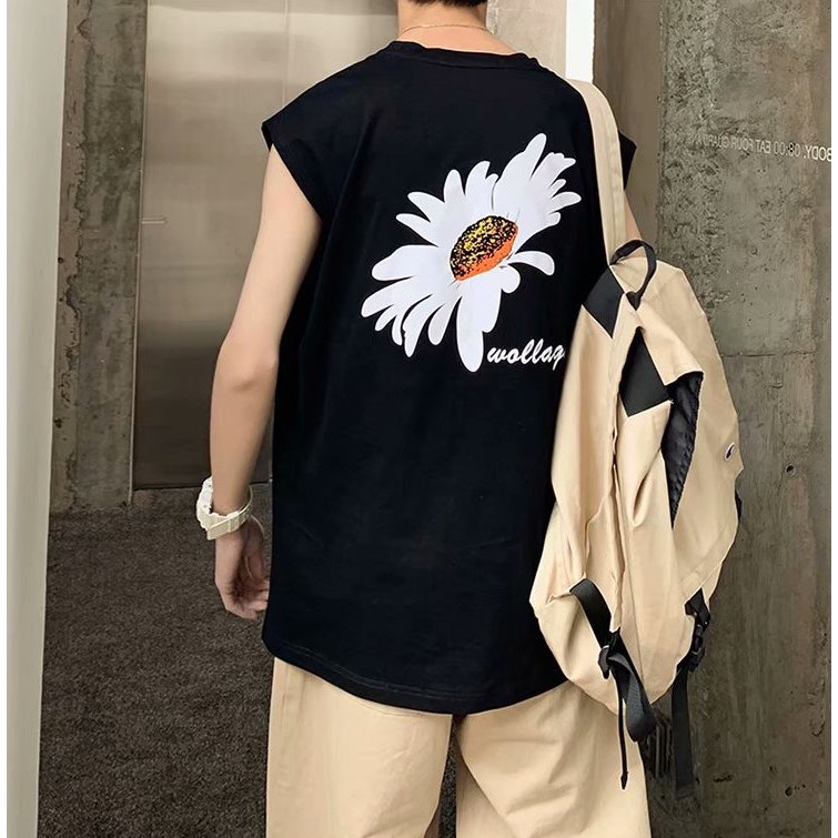 Áo thun sát nách Hoa Cúc form rộng tanktop nam ulzzang siêu hot