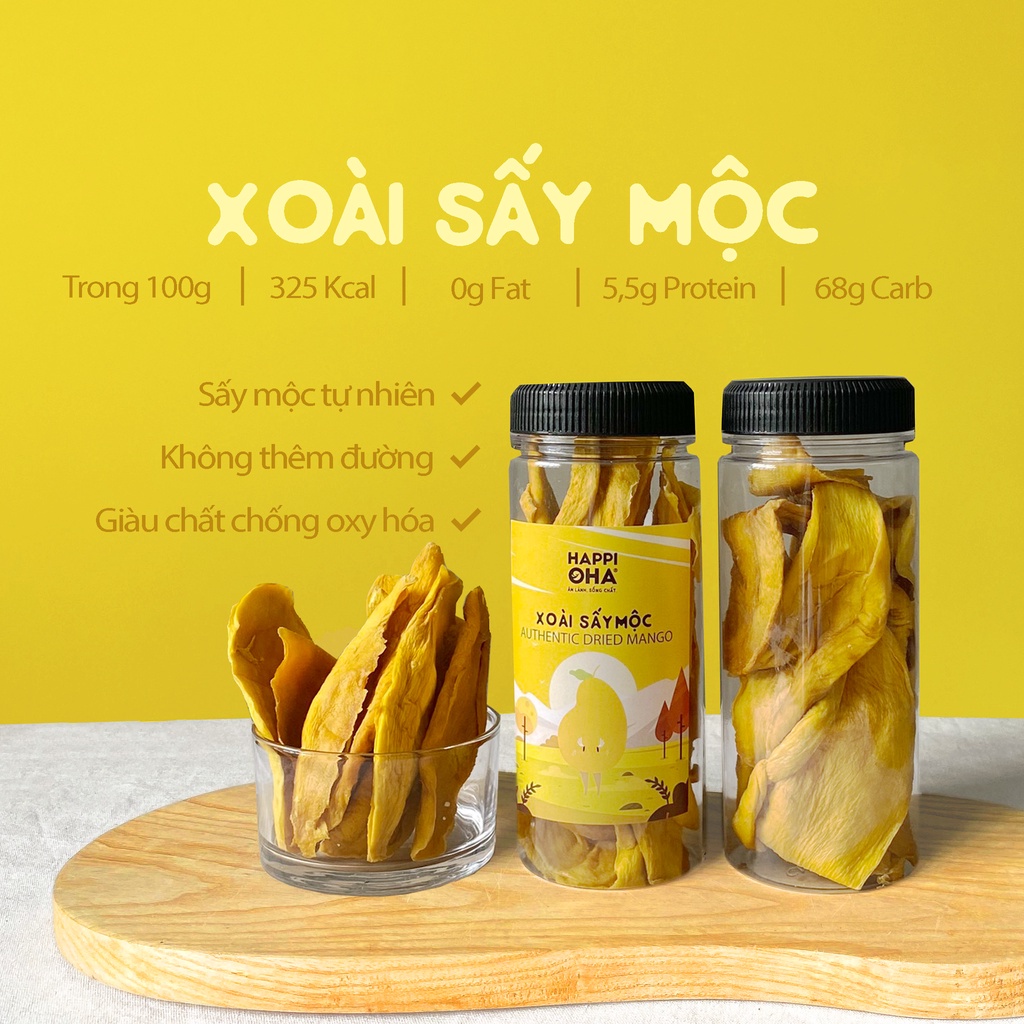 Xoài Sấy Dẻo Không Thêm Đường Tinh Luyện - Hỗ Trợ Eat Clean, Giảm Cân 200g HAPPI OHA