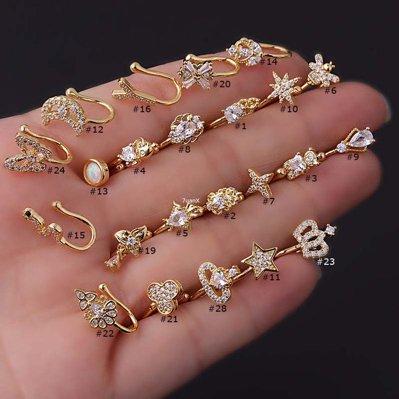 1 Khuyên Mũi Giả Đồng Đính Đá Thời Trang