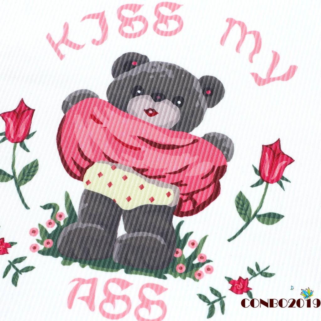 Áo Tank Top Không Tay Cổ Tròn Phối Ren Họa Tiết Gấu Hoạt Hình Thời Trang Mùa Hè Cho Nữ