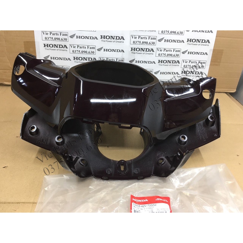 Combo bộ vỏ đầu 2 món ốp trên dưới Dream 110 2013-2016 màu Nâu, màu Đen bóng, hàng chính hãng Honda mới 100%