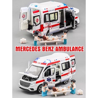 Mô Hình 1:24 Xe cấp cứu Mercedes Benz Ambulance 911 kèm minifigure & phụ kiện 2408