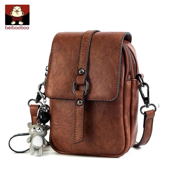 Túi xách đeo chéo đựng điện thoại + Móc treo gấu BEIBAOBAO DC31 | BigBuy360 - bigbuy360.vn