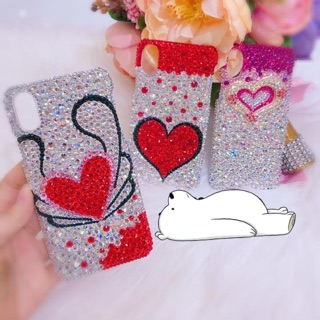 Ốp Lưng Handmade Đính Đá Tim đỏ cực Xinh (IB DÒNG ĐT)