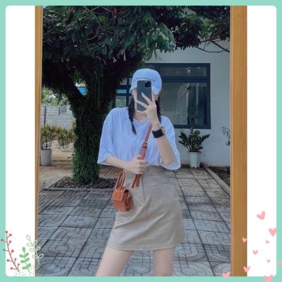 Chân Váy kaki nữ bassic dáng chữ a lưng cao có quần trong