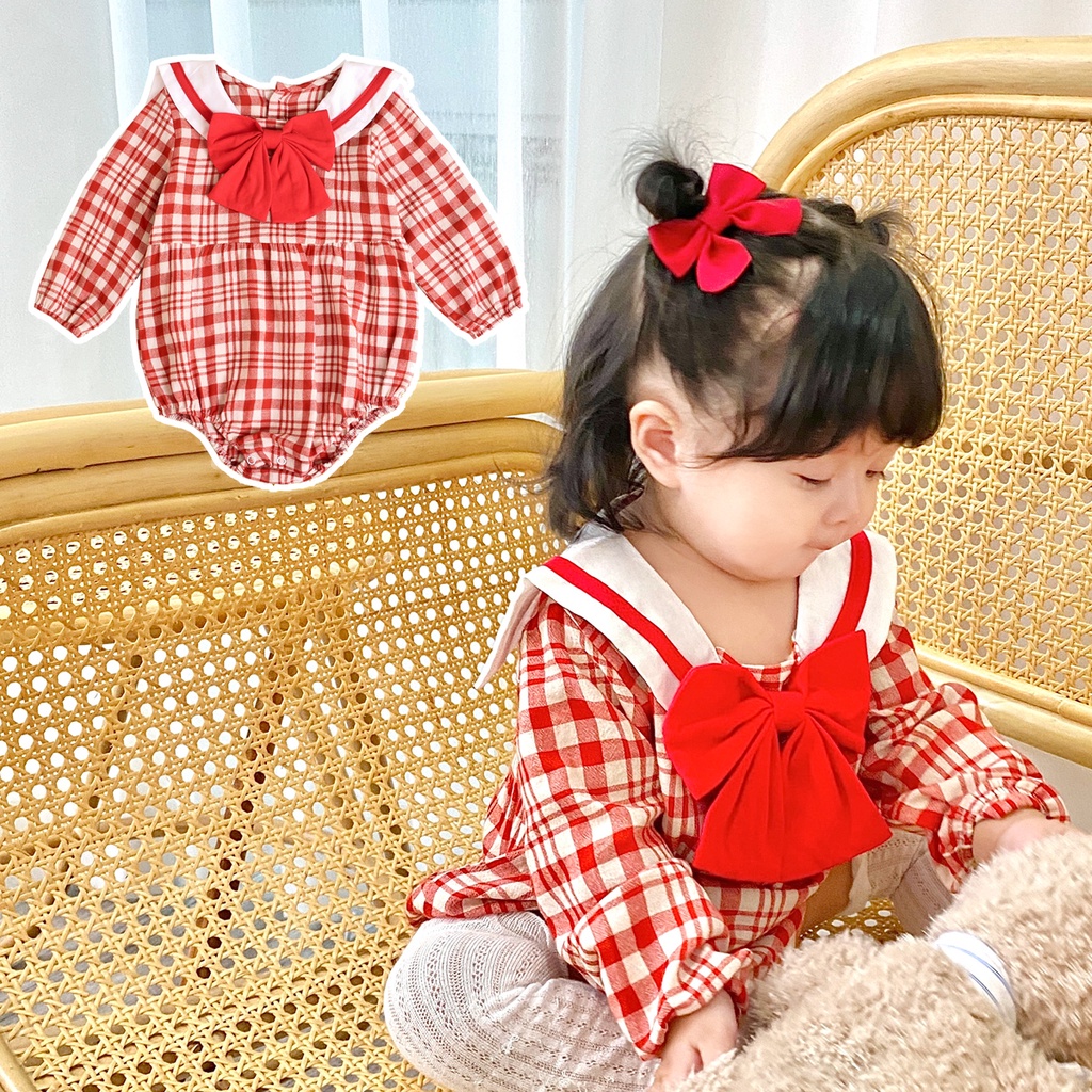 Tết Áo Liền Quần Sanlutoz cotton dễ thương cho bé gái sơ sinh