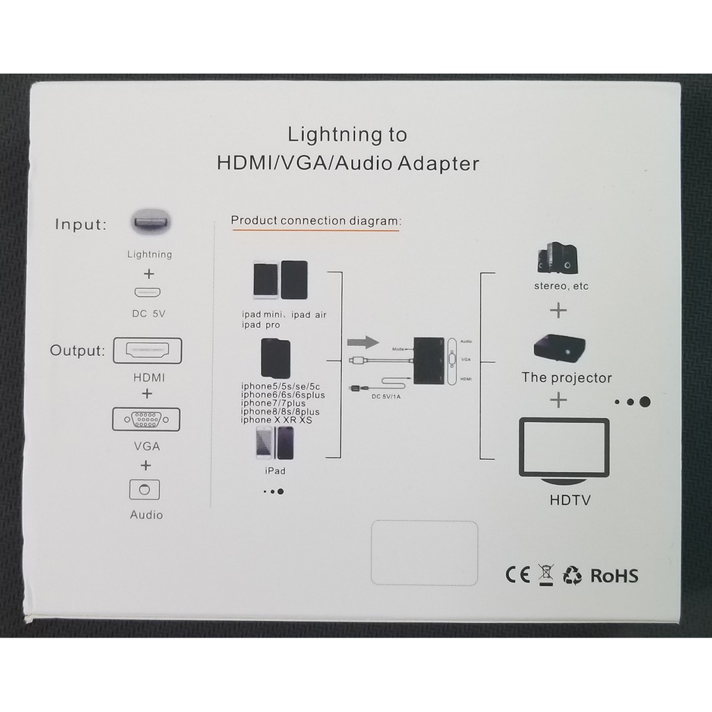 Cáp chuyển đổi từ Iphone/Ipad/Ipod sang HDMI và VGA có Audio Full HD1080P (Lightning to HDMI, VGA,Audio)