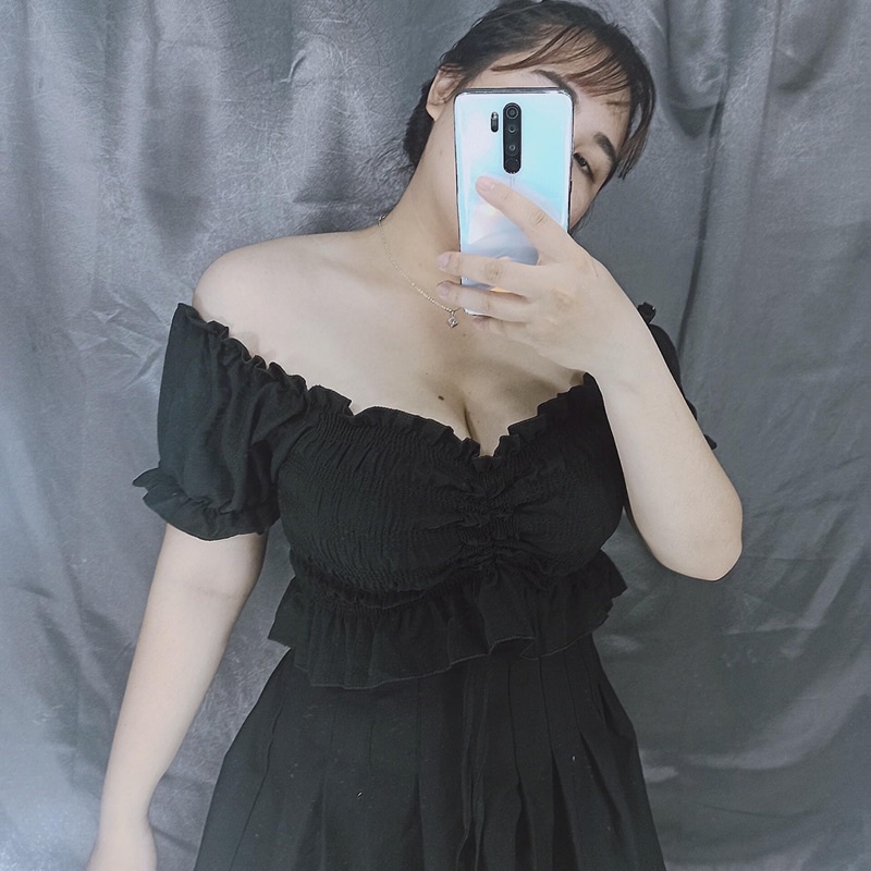 áo croptop rút ngực  tay ngắn siêu xinh bigsize