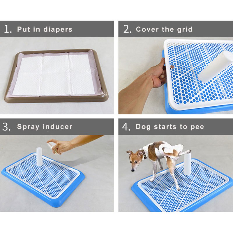 HCM- Khay vệ sinh cho chó lớn dạng khay dẹt có lưới (2 size )+ Tặng 3 tấm tã giấy lót chuồng, sàn xe