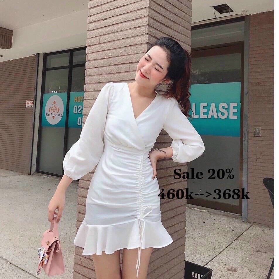 Đầm dáng xòe đắp chéo dây rút thân váy manri dress cực xinh